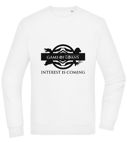 Interest is Coming Design - Comfort Essential Unisex Sweater_WHITE_front