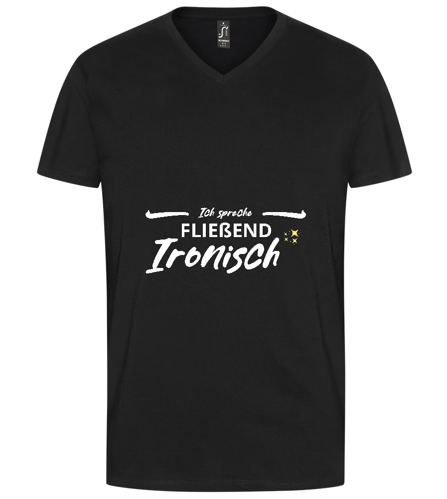 Fluently Ironic Design - Premium men's v-neck t-shirt_DEEP BLACK_front