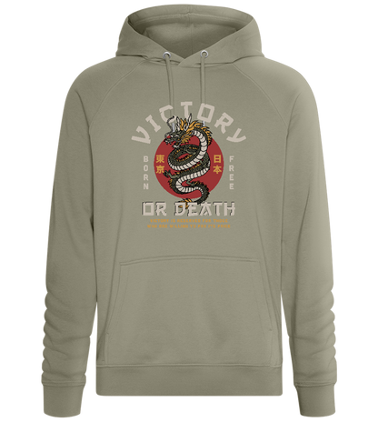 Victory or Death Dragon Design - Comfort unisex hoodie_KHAKI_front