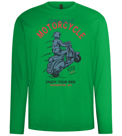 Stay Alive Motorcycle Design - Comfort men's long sleeve t-shirt_MEADOW GREEN_front