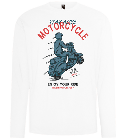 Stay Alive Motorcycle Design - Comfort men's long sleeve t-shirt_WHITE_front