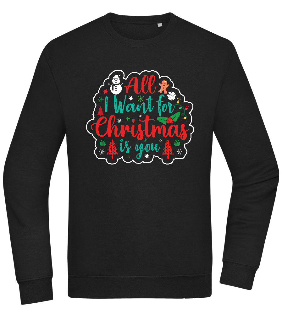 All I Want For Christmas Design - Comfort Essential Unisex Sweater_BLACK_front