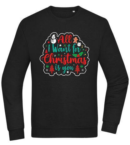 All I Want For Christmas Design - Comfort Essential Unisex Sweater_BLACK_front