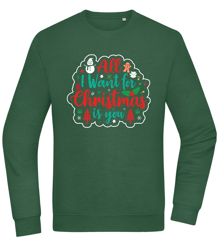 All I Want For Christmas Design - Comfort Essential Unisex Sweater_GREEN BOTTLE_front