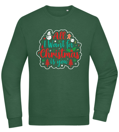 All I Want For Christmas Design - Comfort Essential Unisex Sweater_GREEN BOTTLE_front