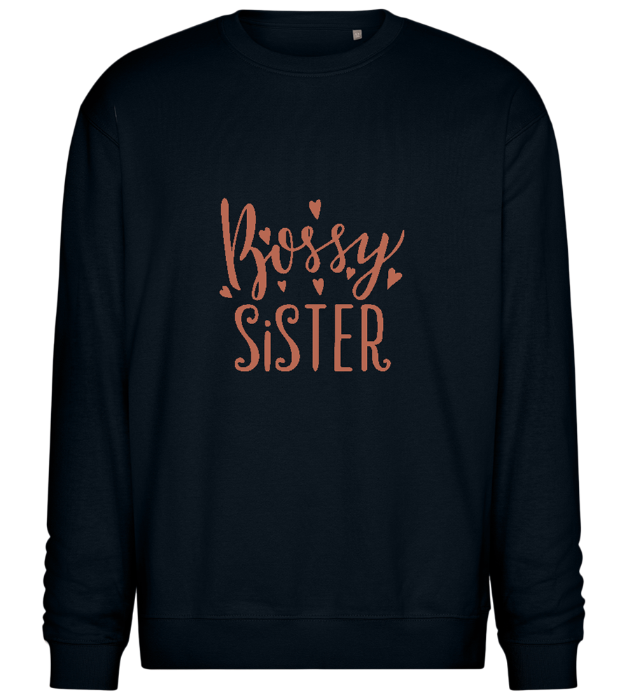 Bossy Sister Text Design - Comfort Essential Unisex Sweater_BLACK_front