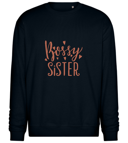 Bossy Sister Text Design - Comfort Essential Unisex Sweater_BLACK_front