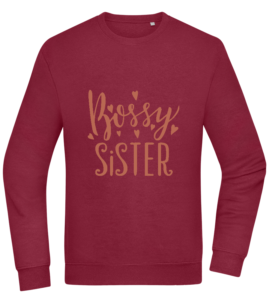 Bossy Sister Text Design - Comfort Essential Unisex Sweater_BORDEAUX_front