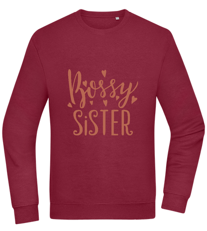 Bossy Sister Text Design - Comfort Essential Unisex Sweater_BORDEAUX_front