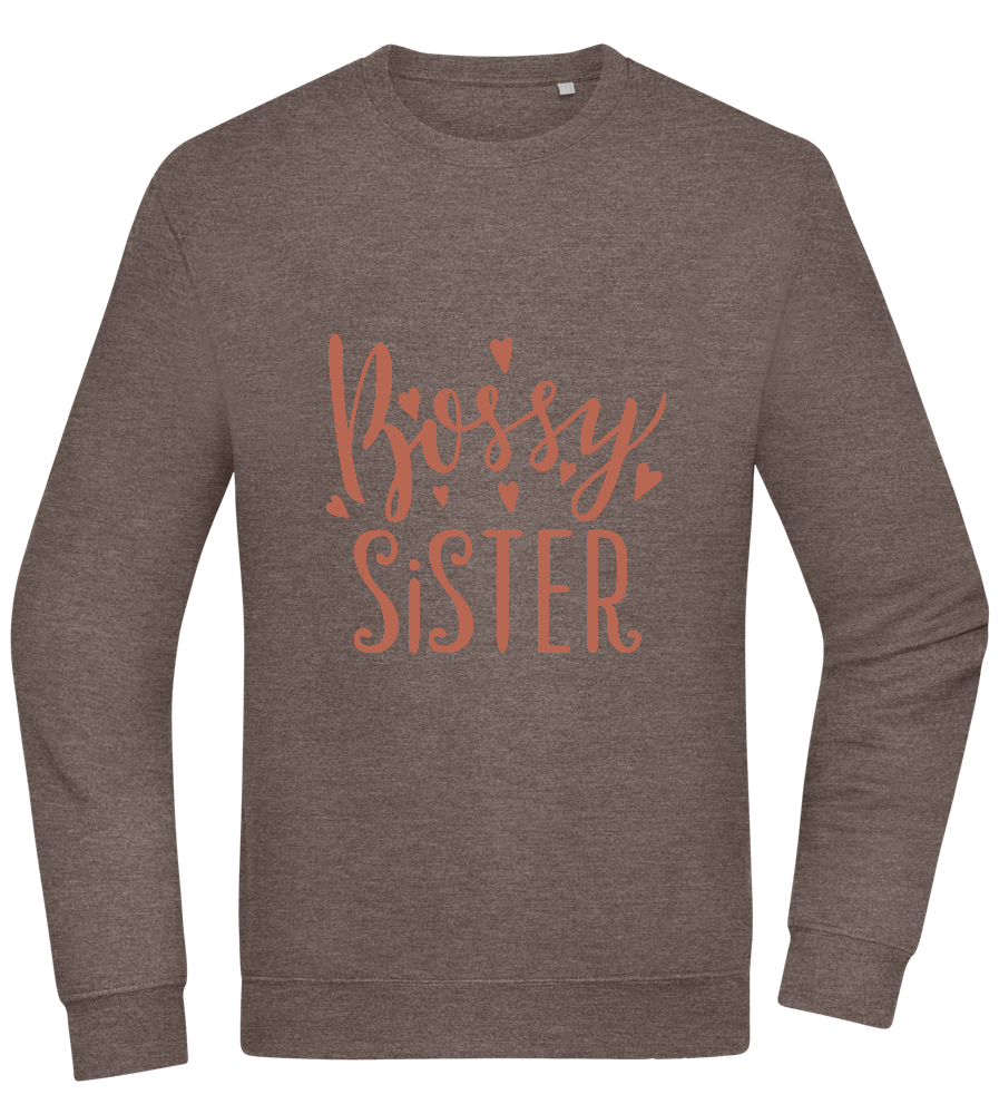 Bossy Sister Text Design - Comfort Essential Unisex Sweater_CHARCOAL CHIN_front