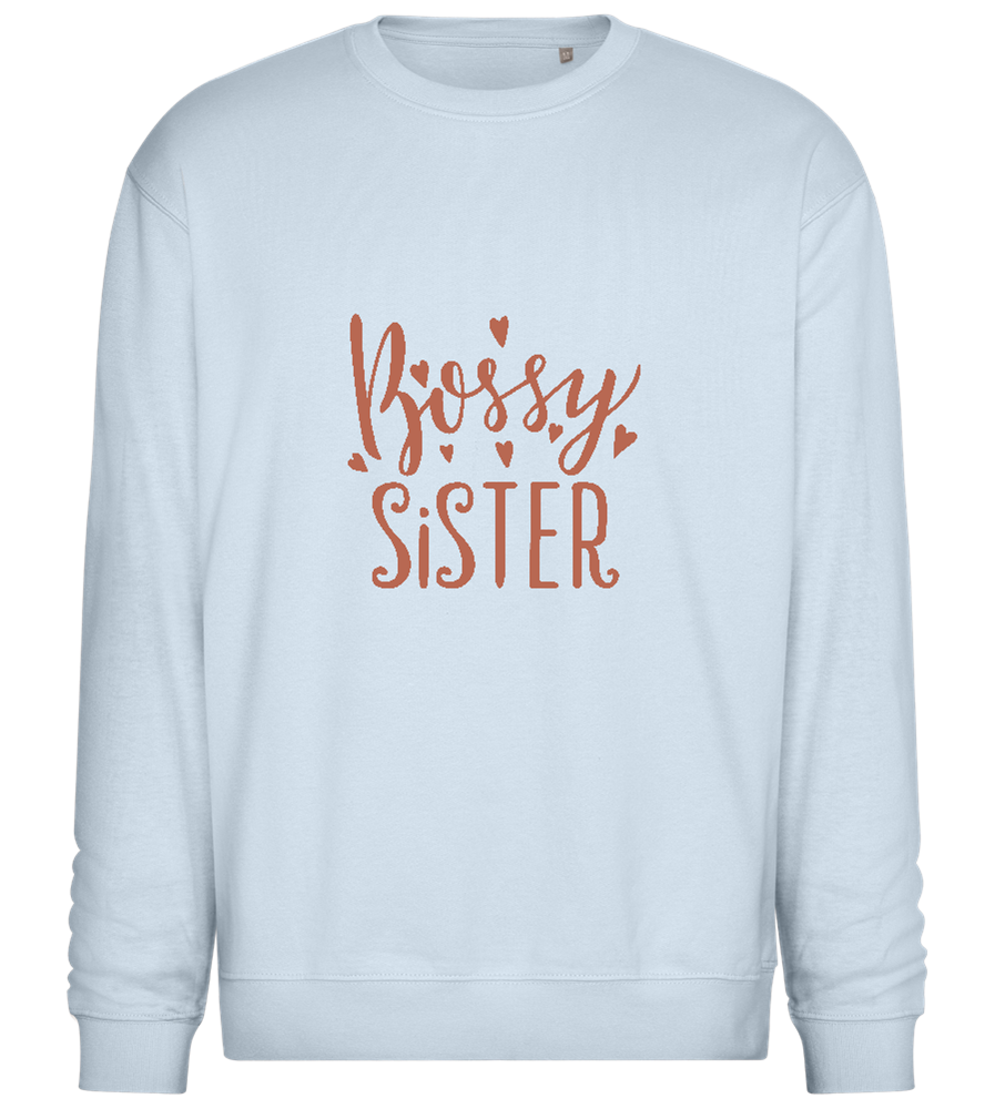 Bossy Sister Text Design - Comfort Essential Unisex Sweater_CREAMY BLUE_front