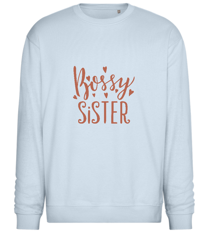 Bossy Sister Text Design - Comfort Essential Unisex Sweater_CREAMY BLUE_front