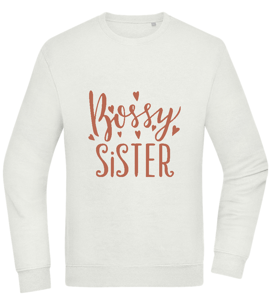 Bossy Sister Text Design - Comfort Essential Unisex Sweater_CREAMY GREEN_front