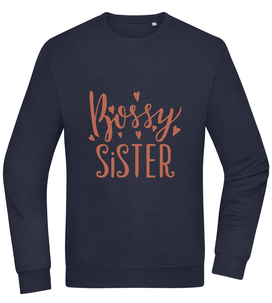 Bossy Sister Text Design - Comfort Essential Unisex Sweater_FRENCH NAVY_front