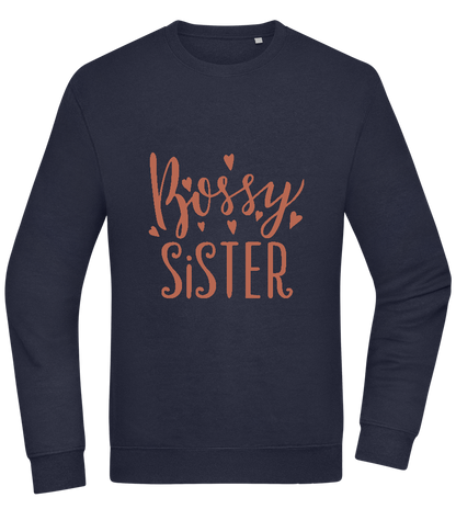 Bossy Sister Text Design - Comfort Essential Unisex Sweater_FRENCH NAVY_front