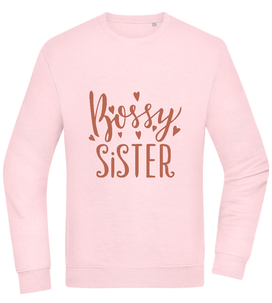 Bossy Sister Text Design - Comfort Essential Unisex Sweater_LIGHT PEACH ROSE_front