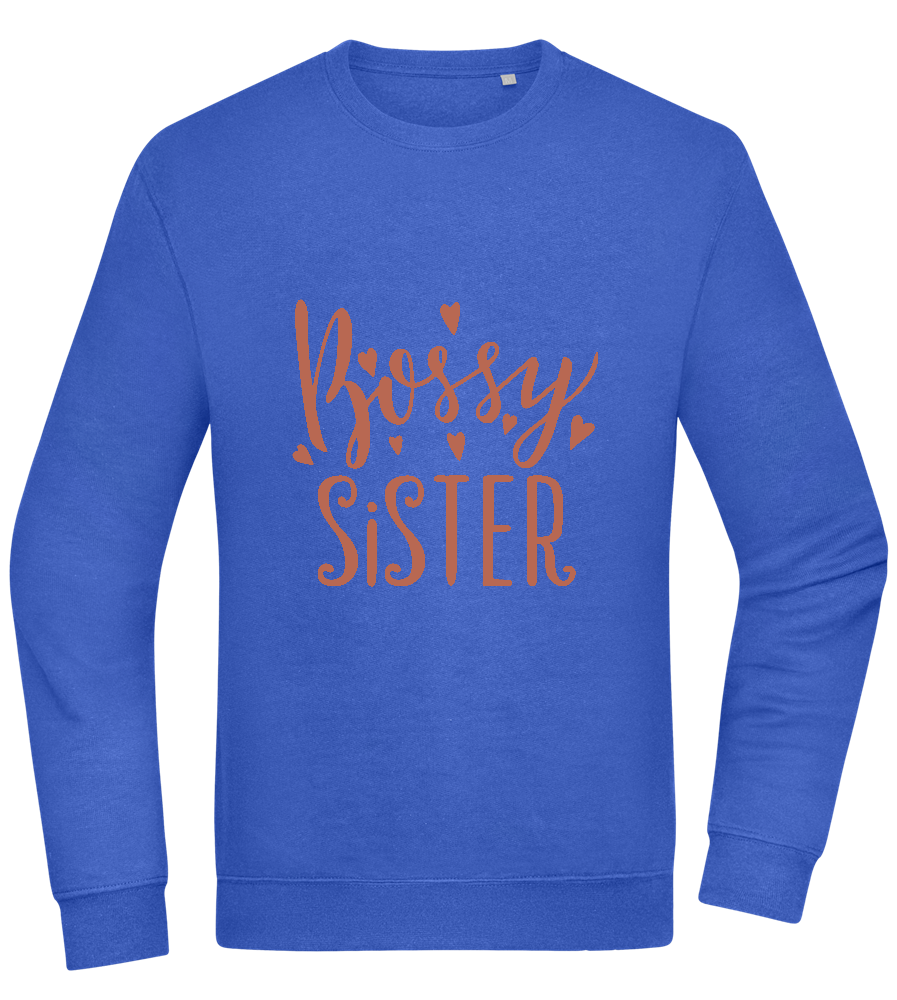 Bossy Sister Text Design - Comfort Essential Unisex Sweater_ROYAL_front