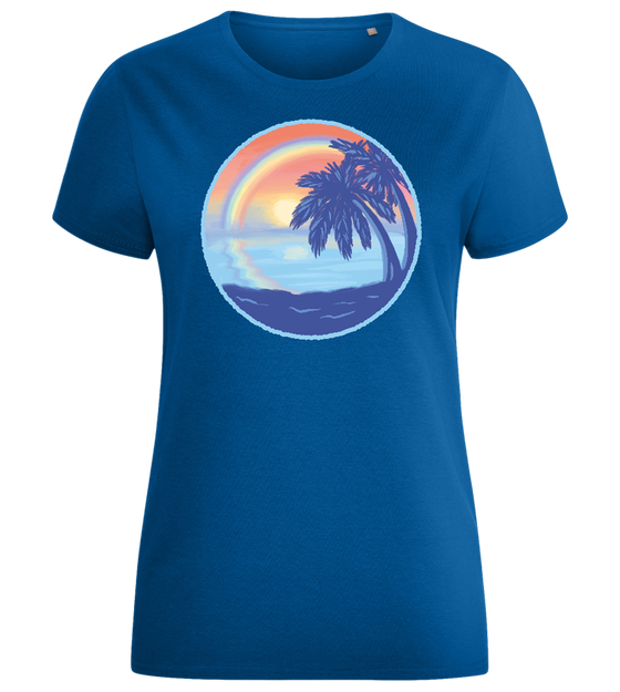 Palm Tree Paradise Design - Comfort women's fitted t-shirt_ROYAL_front