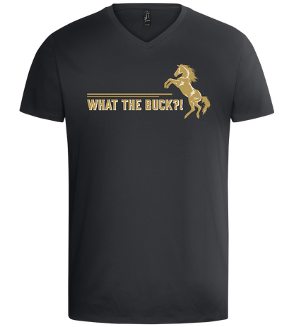 What The Buck Design - Basic men's v-neck t-shirt_DARK GRAY_front