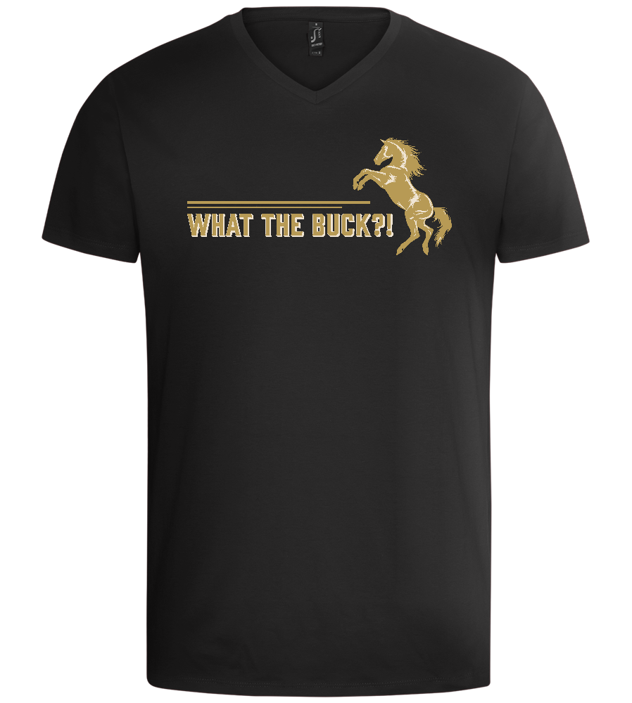 What The Buck Design - Basic men's v-neck t-shirt_DEEP BLACK_front