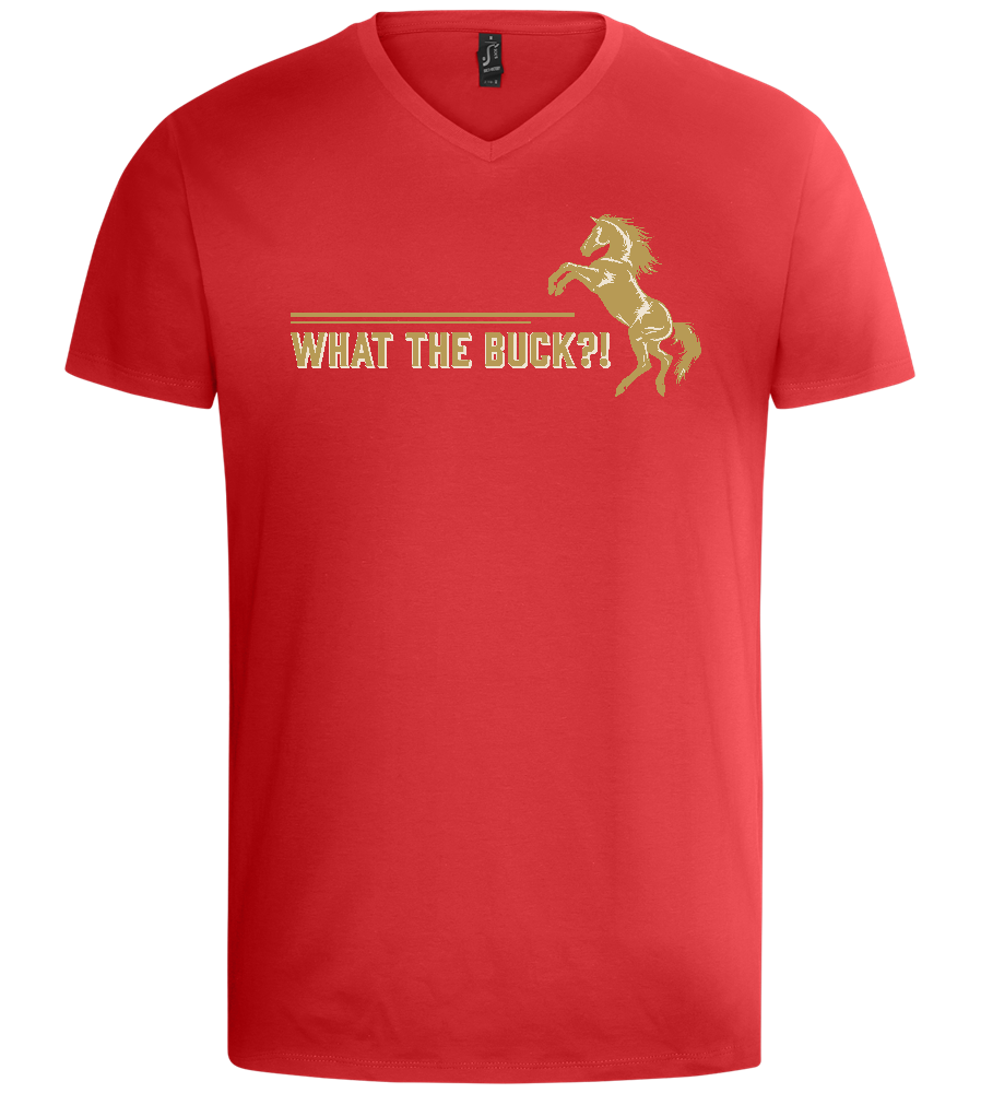 What The Buck Design - Basic men's v-neck t-shirt_RED_front