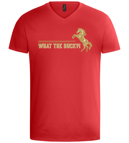 What The Buck Design - Basic men's v-neck t-shirt_RED_front