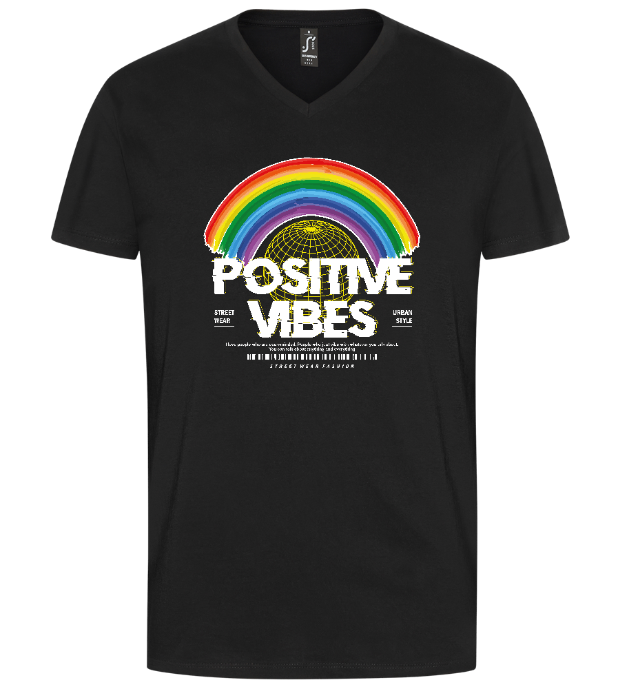 Positive Vibes Design - Premium men's v-neck t-shirt_DEEP BLACK_front