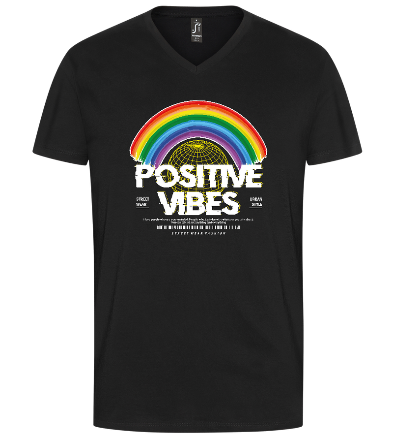 Positive Vibes Design - Premium men's v-neck t-shirt_DEEP BLACK_front