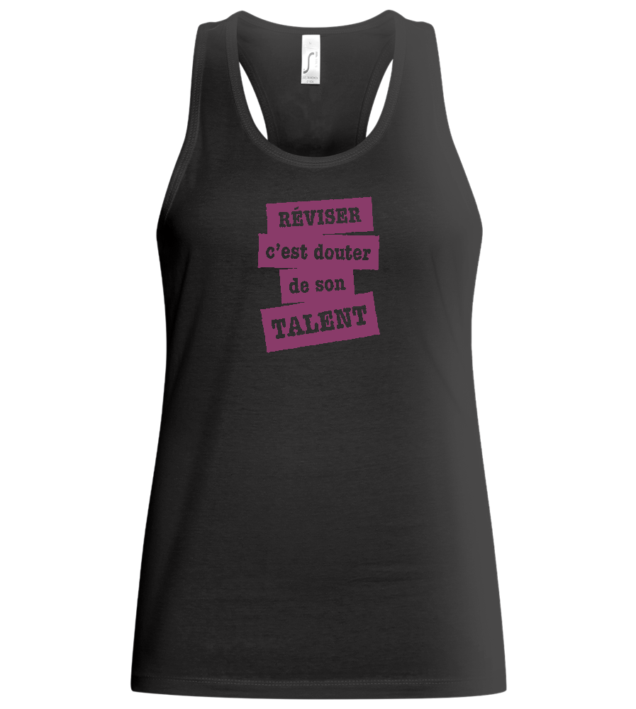 Réviser c'est Douter de Son Talent Design - Basic women's tank top_DEEP BLACK_front