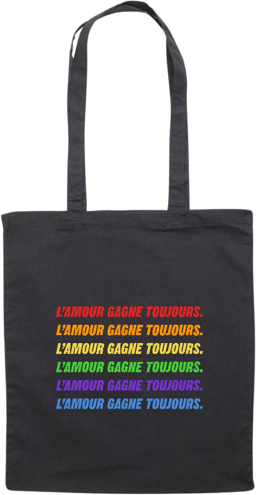 L'amour Gagne Toujours Design - Essential colored event tote bag_BLACK_front