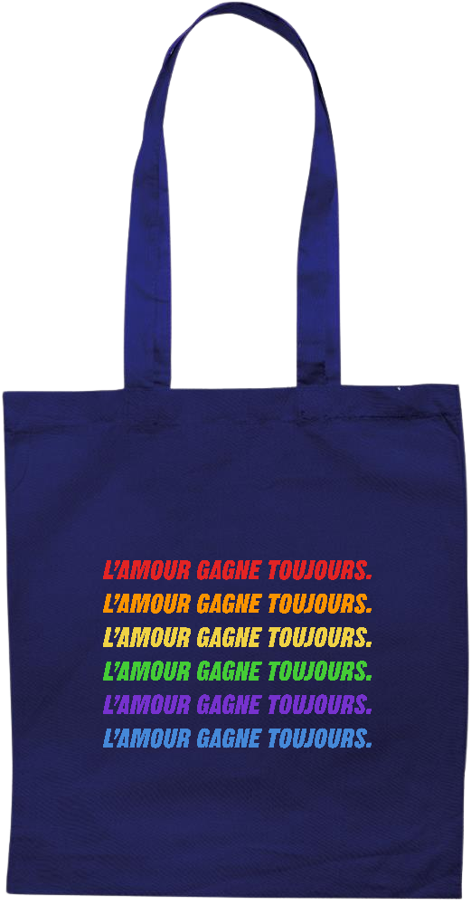 L'amour Gagne Toujours Design - Essential colored event tote bag_BLUE_front