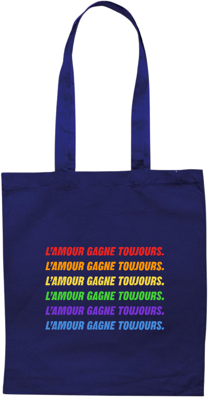 L'amour Gagne Toujours Design - Essential colored event tote bag_BLUE_front