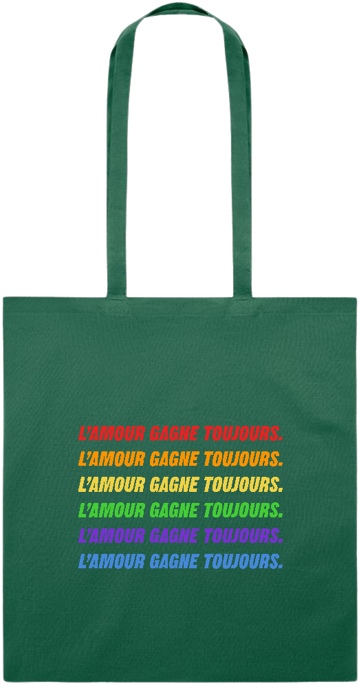 L'amour Gagne Toujours Design - Essential colored event tote bag_DARK GREEN_front