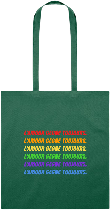 L'amour Gagne Toujours Design - Essential colored event tote bag_DARK GREEN_front