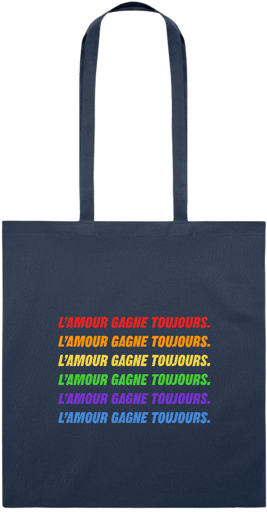 L'amour Gagne Toujours Design - Essential colored event tote bag_FRENCH NAVY_front