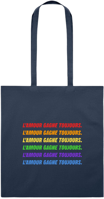 L'amour Gagne Toujours Design - Essential colored event tote bag_FRENCH NAVY_front