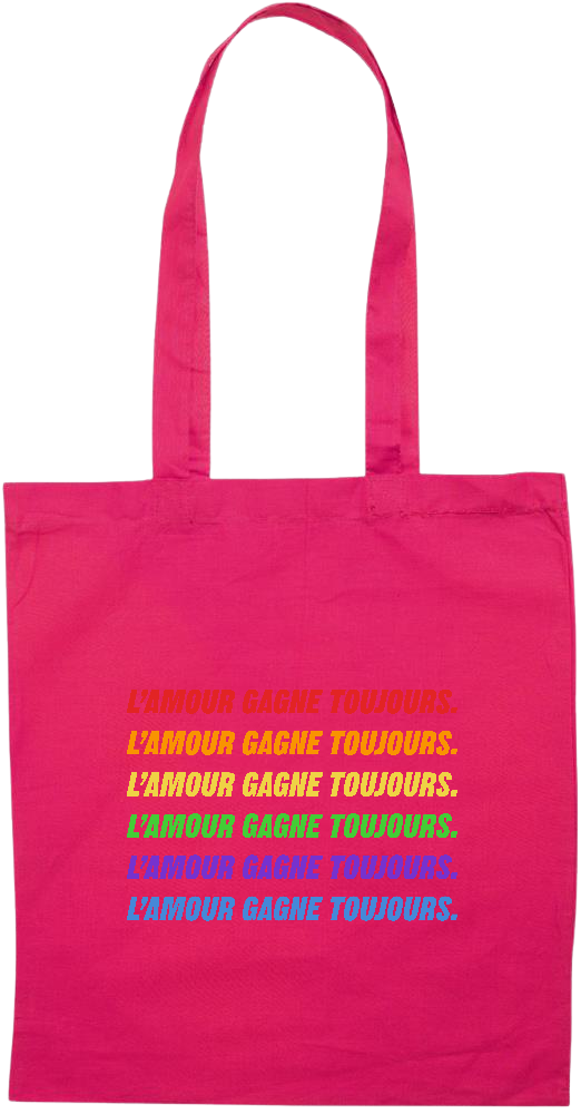 L'amour Gagne Toujours Design - Essential colored event tote bag_FUCHSIA_front