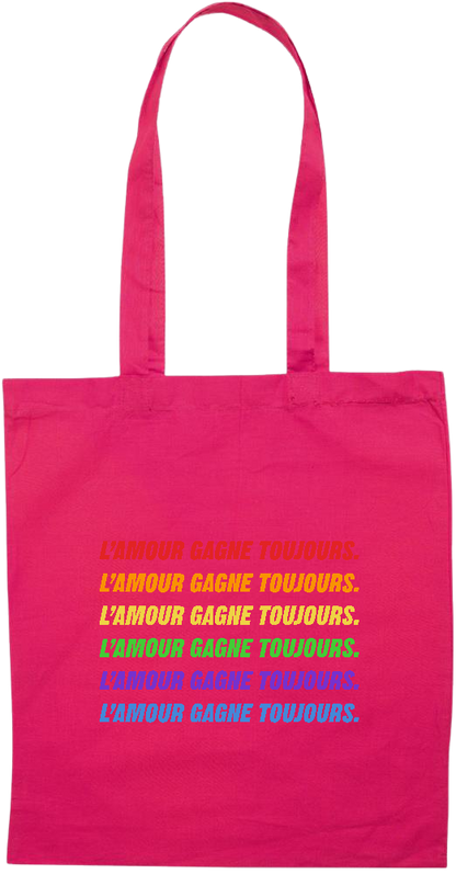 L'amour Gagne Toujours Design - Essential colored event tote bag_FUCHSIA_front