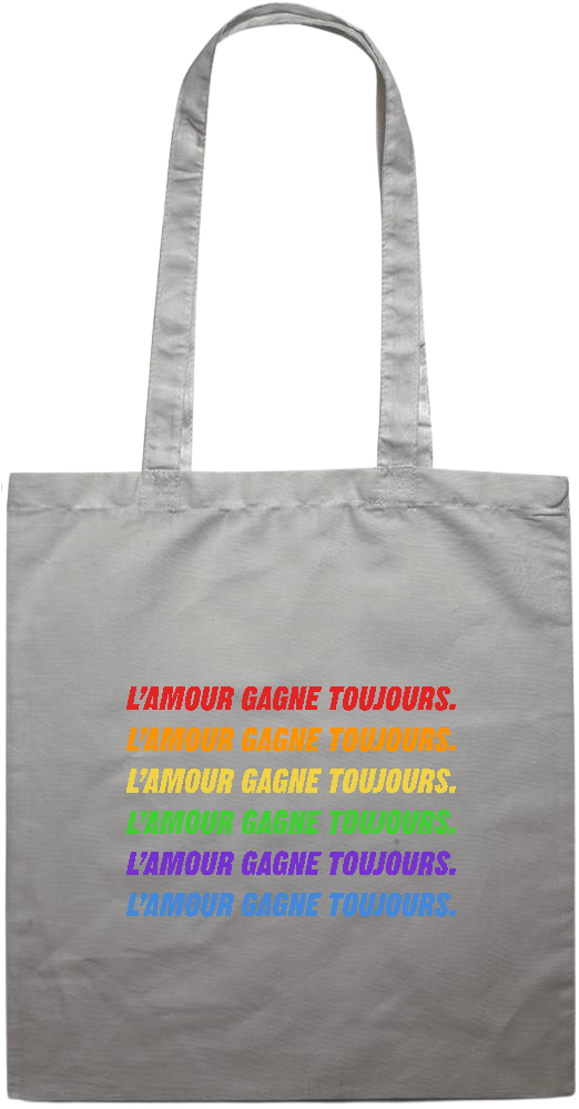 L'amour Gagne Toujours Design - Essential colored event tote bag_GREY_front