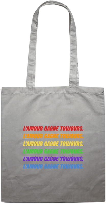 L'amour Gagne Toujours Design - Essential colored event tote bag_GREY_front