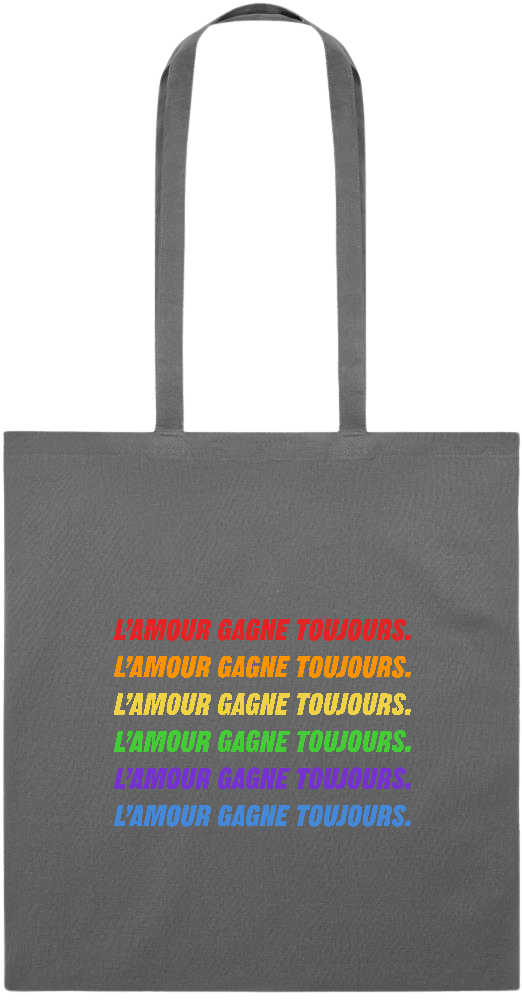 L'amour Gagne Toujours Design - Essential colored event tote bag_STONE GREY_front