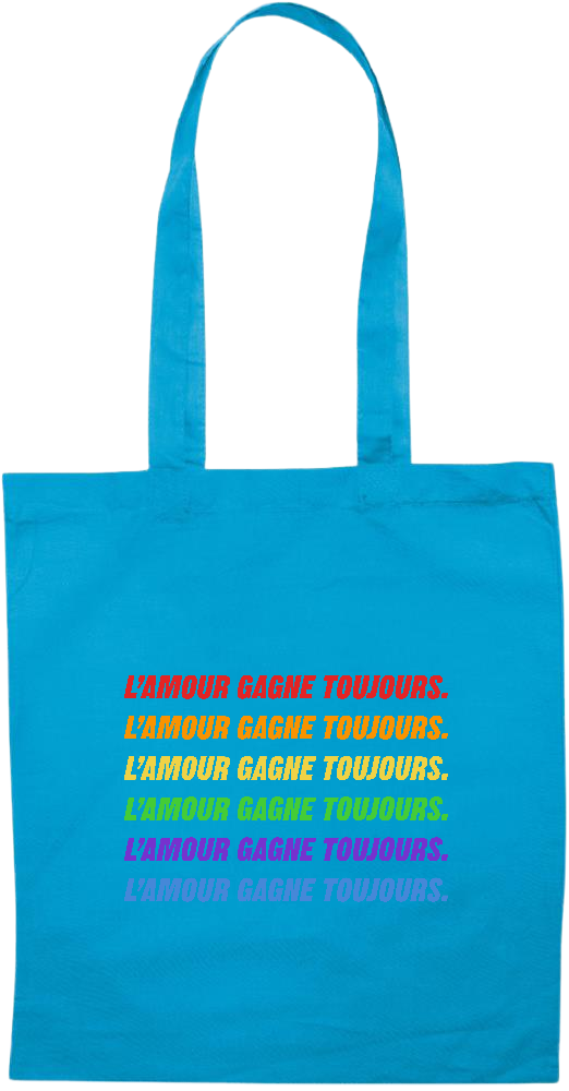 L'amour Gagne Toujours Design - Essential colored event tote bag_TURQUOISE_front