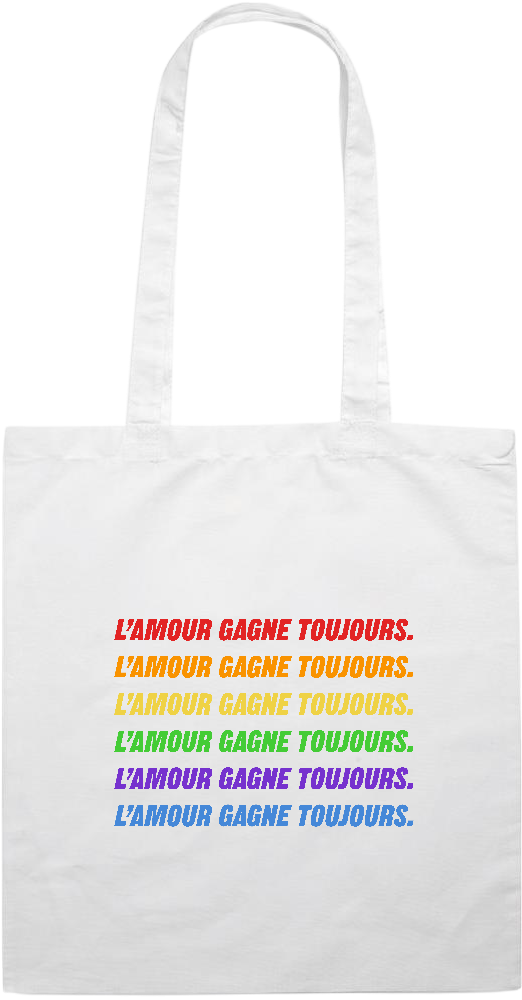 L'amour Gagne Toujours Design - Essential colored event tote bag_WHITE_front