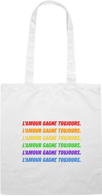 L'amour Gagne Toujours Design - Essential colored event tote bag_WHITE_front