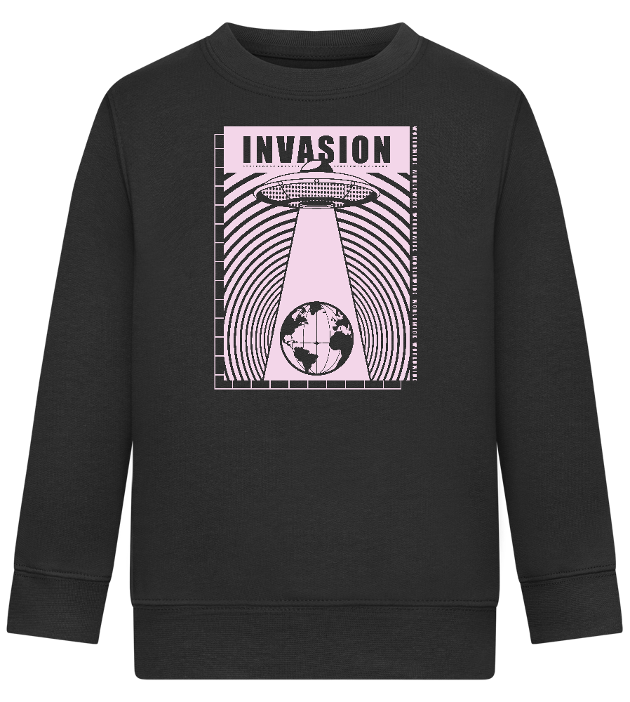 Invasion Ufo Design - Comfort Kids Sweater_BLACK_front