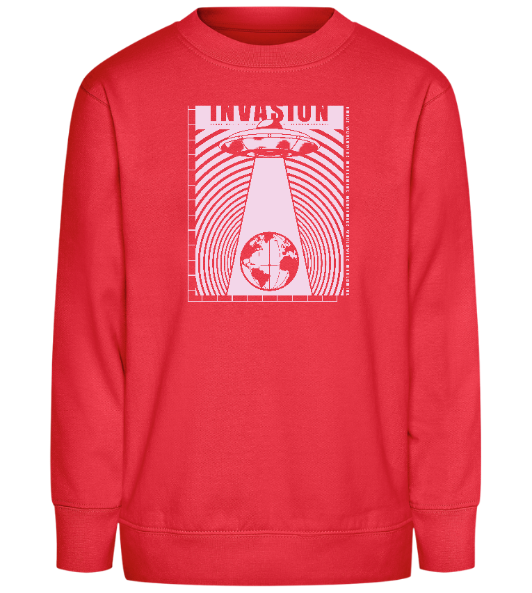 Invasion Ufo Design - Comfort Kids Sweater_BRIGHT RED_front