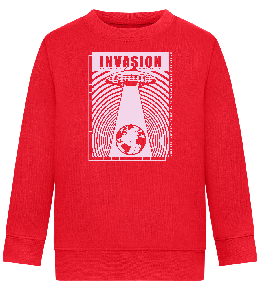 Invasion Ufo Design - Comfort Kids Sweater_BRIGHT RED_front