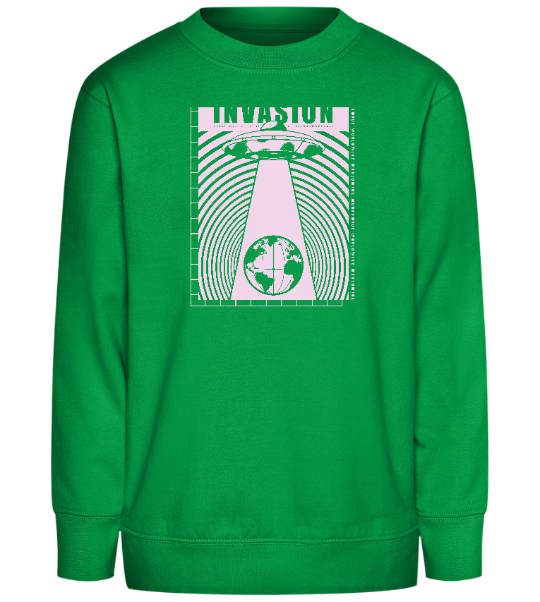 Invasion Ufo Design - Comfort Kids Sweater_MEADOW GREEN_front