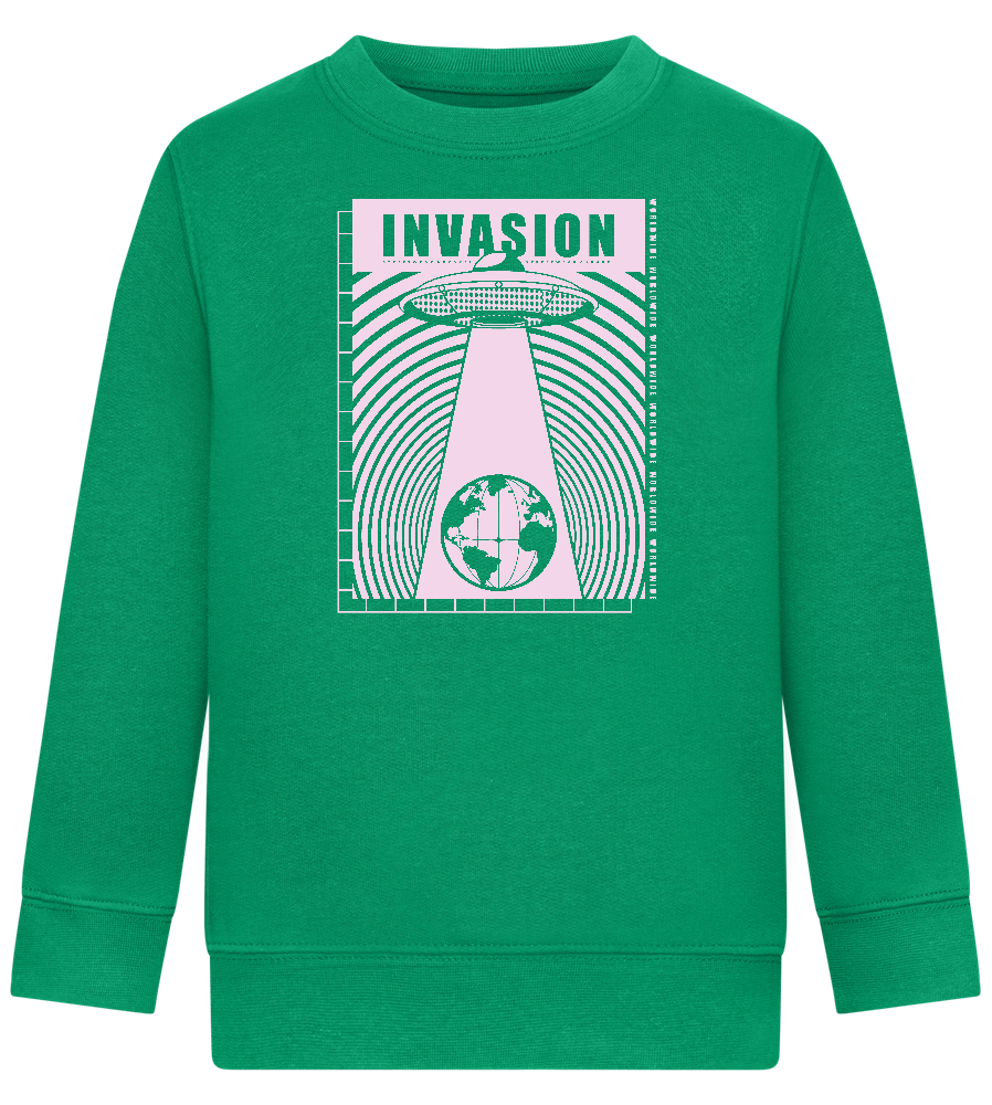 Invasion Ufo Design - Comfort Kids Sweater_MEADOW GREEN_front