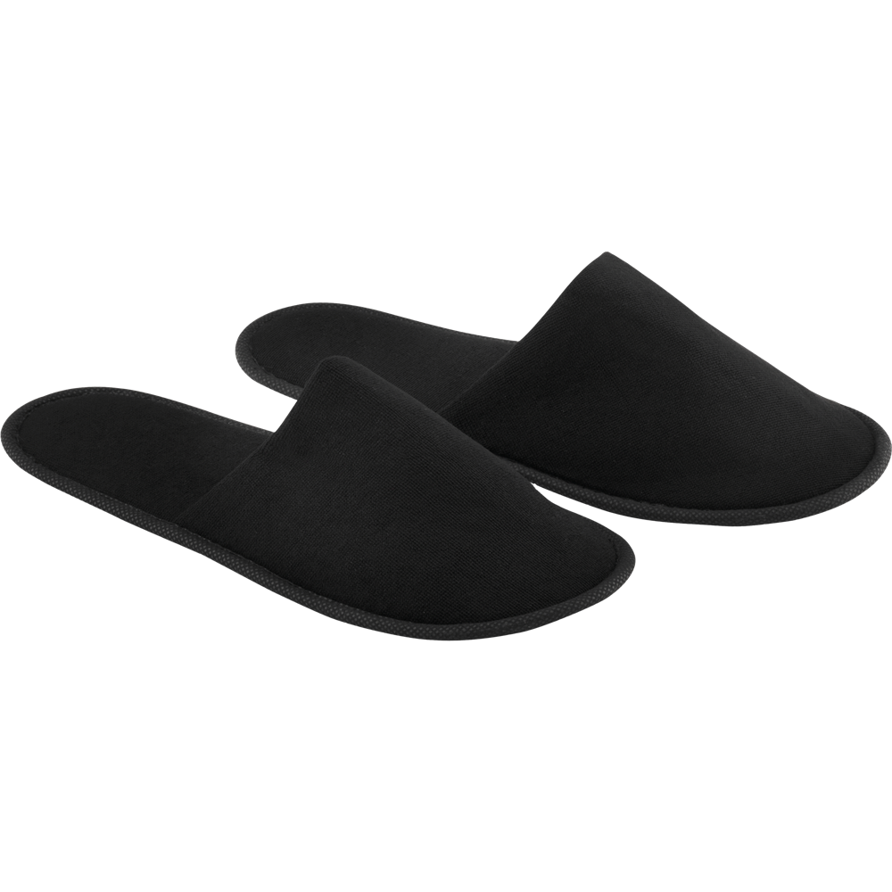 Hotel Slippers in Pouch_BLACK_DETAILEDIMAGE_left_1